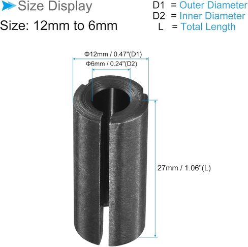 Router Collet Driver Adapter, 12mm to 8mm 1/2" Outer Dia, Lathe CNC Milling Bit Shank Carving Machine - (Applications: for Wood and Metal Milling), 2-Pieces in Saudi Arabia