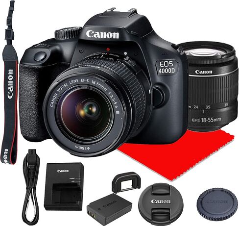 Canon EOS 4000D DSLR Camera w/Canon EF-S 18-55mm F/3.5-5.6 III Zoom Lens (Renewed) in Saudi Arabia