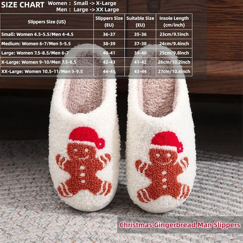 Christmas Slippers Gingerbread Man Fuzzy Slippers for Womens Men Winter Warm House Couple Slippers Shoes Cozy Indoor Home Slippers Bedroom House Slippers in Saudi Arabia