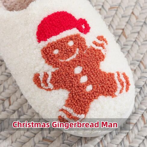 Christmas Slippers Gingerbread Man Fuzzy Slippers for Womens Men Winter Warm House Couple Slippers Shoes Cozy Indoor Home Slippers Bedroom House Slippers in Saudi Arabia