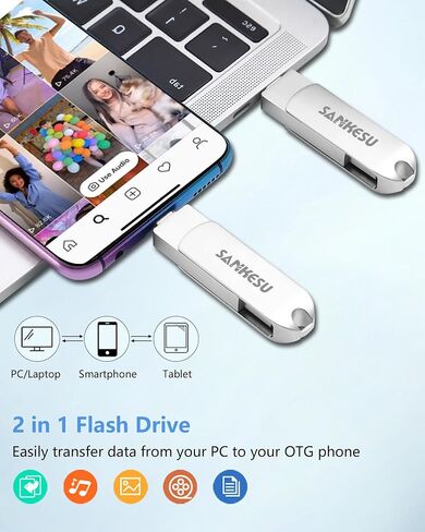Type C Flash Drive 128GB-3.1 USB C Drive Read Speed Up to 150MB/s, OTG Thumb Drive with Type A and Type C Ports, Flash Drive for Android Phone/PC/Laptop/Mac(Silver) in Saudi Arabia