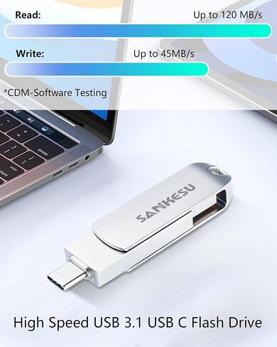 Type C Flash Drive 128GB-3.1 USB C Drive Read Speed Up to 150MB/s, OTG Thumb Drive with Type A and Type C Ports, Flash Drive for Android Phone/PC/Laptop/Mac(Silver) in Saudi Arabia