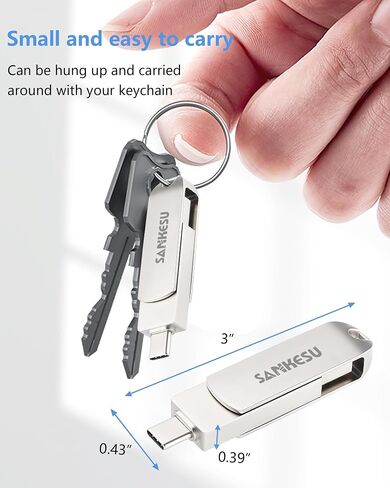 Type C Flash Drive 128GB-3.1 USB C Drive Read Speed Up to 150MB/s, OTG Thumb Drive with Type A and Type C Ports, Flash Drive for Android Phone/PC/Laptop/Mac(Silver) in Saudi Arabia