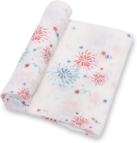 LollyBanks Baby Blanket, 100% Cotton Muslin Swaddle Blanket, Soft Baby Girl Blanket 47 x 47 Inches, Nursery Swaddling Blankets for Girls, Baby Essentials, Registry (Daisy Print) in Kuwait