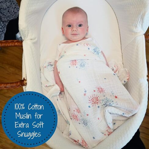 LollyBanks Baby Blanket, 100% Cotton Muslin Swaddle Blanket, Soft Baby Girl Blanket 47 x 47 Inches, Nursery Swaddling Blankets for Girls, Baby Essentials, Registry (Daisy Print) in Kuwait