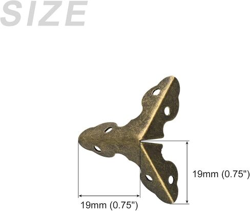 METALLIXITY Box Corner Protectors Decorative(19mm/0.75") 4Pcs, Metal Wood Case Edge Guard - for Furniture Table Wood Case, Bronze in Kuwait