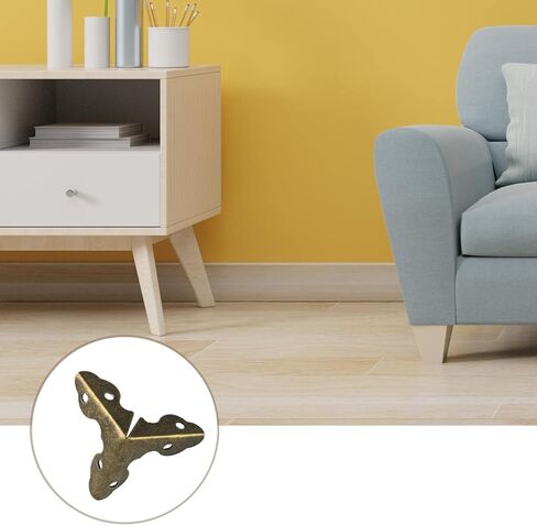 METALLIXITY Box Corner Protectors Decorative(19mm/0.75") 4Pcs, Metal Wood Case Edge Guard - for Furniture Table Wood Case, Bronze in Kuwait