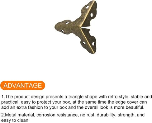 METALLIXITY Box Corner Protectors Decorative(19mm/0.75") 4Pcs, Metal Wood Case Edge Guard - for Furniture Table Wood Case, Bronze in Kuwait