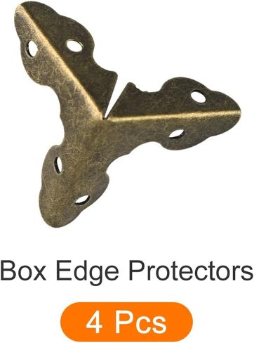 METALLIXITY Box Corner Protectors Decorative(19mm/0.75") 4Pcs, Metal Wood Case Edge Guard - for Furniture Table Wood Case, Bronze in Kuwait