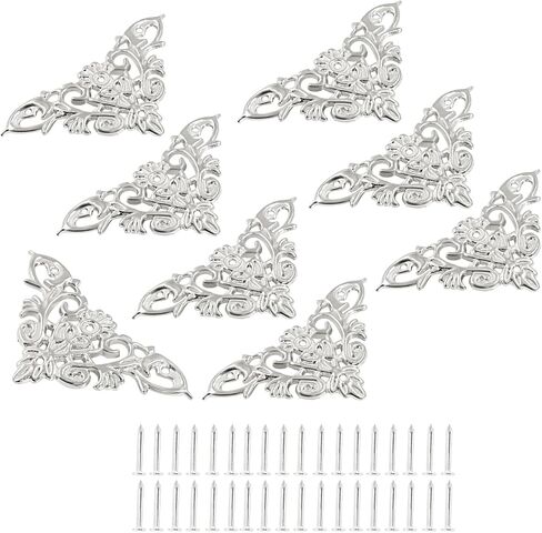 8 Pcs Vintage Style Corner Protectors,Triangle Furniture Decorative Edge Cover, Antique Zinc Alloy Carved Corner Cover with Mounting Screws for Box Wooden Case Table Desk (Bronze) in Saudi Arabia