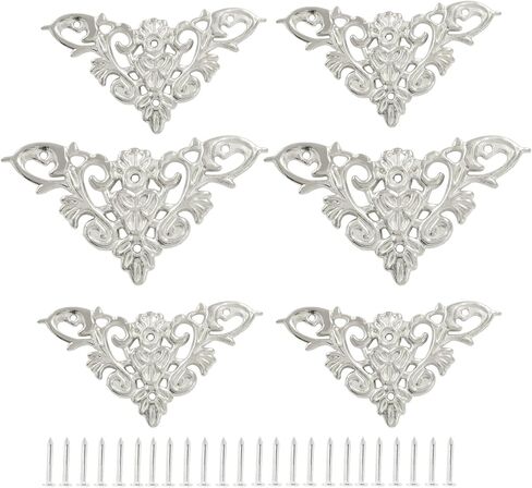 8 Pcs Vintage Style Corner Protectors,Triangle Furniture Decorative Edge Cover, Antique Zinc Alloy Carved Corner Cover with Mounting Screws for Box Wooden Case Table Desk (Bronze) in Saudi Arabia