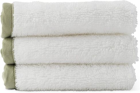 Lalo Baby Washcloths 3-Pack - 100% Organic Cotton, Soft & Absorbent, Gentle on Sensitive Skin, Machine Washable Soft Kids Washcloths - Sage in Kuwait