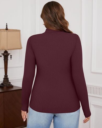 Riyiper 3 Pack Women's Plus Size Mock Turtleneck Tops, Long Sleeve Slim Fit Ribbed T-Shirts Pullover Sweater Basic Layer Top in Saudi Arabia