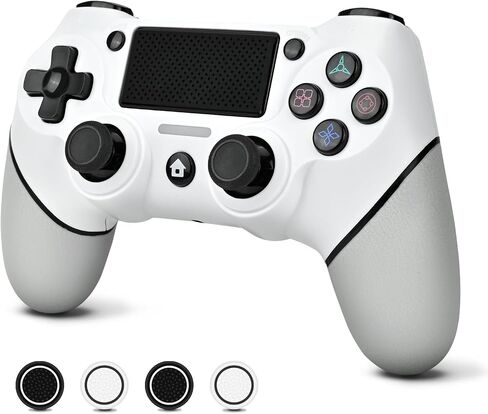 EasEasy Wireless Controller Compatible for PS4, Dual Vibration P4 Controller with 1000mAh Battery & 6-axis Gyro Sensor for P4/Pro/Slim/PC Remote Controller with Cute Thumb Grip Caps in Saudi Arabia