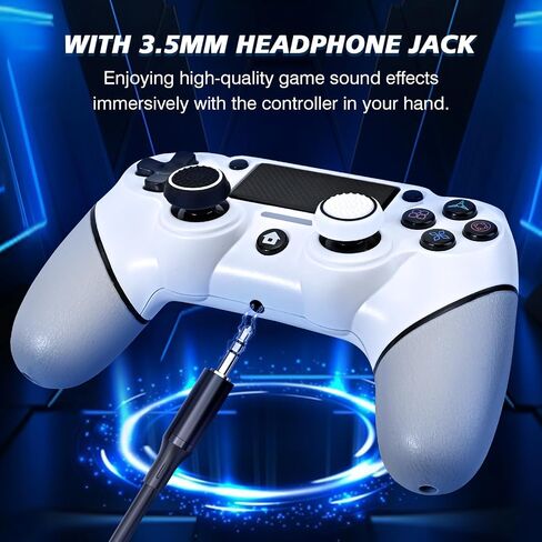 EasEasy Wireless Controller Compatible for PS4, Dual Vibration P4 Controller with 1000mAh Battery & 6-axis Gyro Sensor for P4/Pro/Slim/PC Remote Controller with Cute Thumb Grip Caps in Saudi Arabia