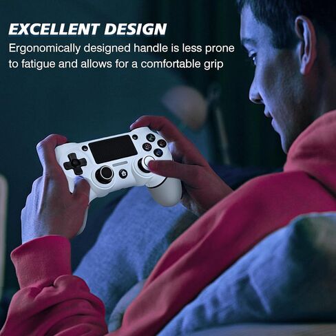 EasEasy Wireless Controller Compatible for PS4, Dual Vibration P4 Controller with 1000mAh Battery & 6-axis Gyro Sensor for P4/Pro/Slim/PC Remote Controller with Cute Thumb Grip Caps in Saudi Arabia