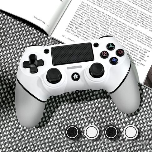 EasEasy Wireless Controller Compatible for PS4, Dual Vibration P4 Controller with 1000mAh Battery & 6-axis Gyro Sensor for P4/Pro/Slim/PC Remote Controller with Cute Thumb Grip Caps in Saudi Arabia
