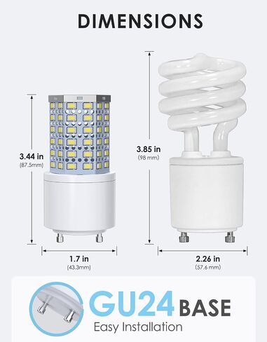 Super Bright GU24 LED Light Bulb 9W, 1100 Lumens 5000K Daylight,Twist and Lock GU24 Pin Base with Two Prongs,Replacement CFL Two Pin Fluorescent Bulbs Non-Dimmable (4-Pack) in Kuwait