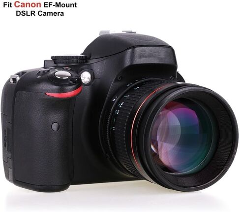 عدسة تركيب EF - JINTU 85 مم f1.8 عدسة مقربة بؤرية يدوية ثابتة لكاميرات Canon SLR T7i T7 2000D 4000D 90D 80D 70D 60D 50D 650D 600D 750D 700D 550D 450D 7D II 6D 5D T6s T6i T6 T5i T5 T4i in Kuwait