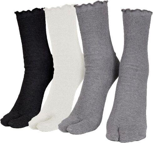 Women's Tabi 2 Toe Ruffle Frilly Flip Flop Socks Pack of 3 in Saudi Arabia