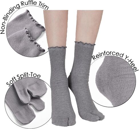 Women's Tabi 2 Toe Ruffle Frilly Flip Flop Socks Pack of 3 in Saudi Arabia
