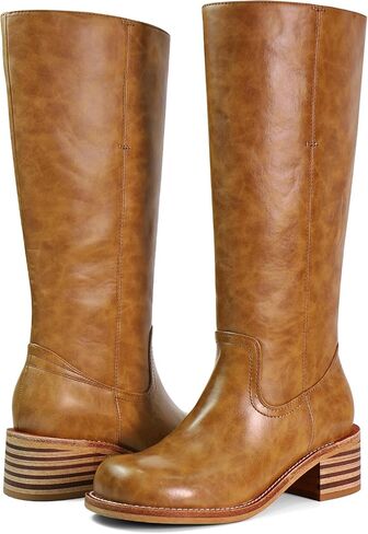 Women's Knee High Boots Square Toe Chunky Block Heel Long Boots for Women Comfortable Low Heel Womens Boots in Saudi Arabia