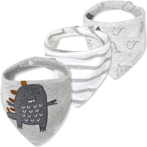 Baby Dribble Bib, Toddler Bandana Bib 3 Packs Super Absorbent Cotton Feeding Bibs in Saudi Arabia