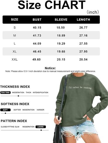 DUTUT Bookworm Embroidered Sweatshirt for Women: I'd Rather Be Reading Sweatshirts Long Sleeves Top Reading Lover Gift in Kuwait