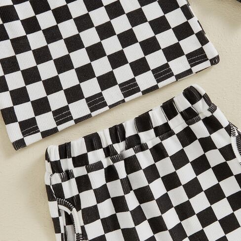 Toddler Baby Infant Boy Checkered Clothes Set Long Sleeve Tops with Casual Pants 2Pcs Fall Outfit in Saudi Arabia