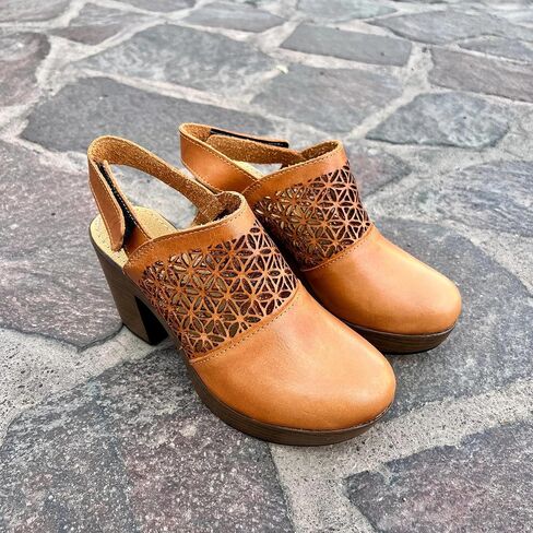 Macarena Collection Women's Flatform Wedge Casual Sandal Huarache Colorful Leather Mexican Style Artisan Cutout Design Block Heel in Kuwait