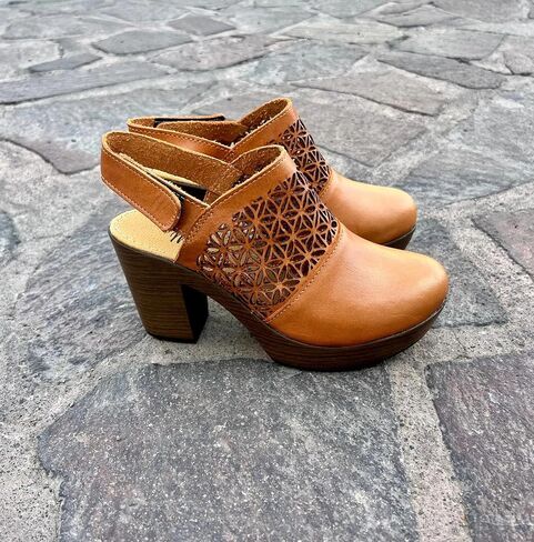 Macarena Collection Women's Flatform Wedge Casual Sandal Huarache Colorful Leather Mexican Style Artisan Cutout Design Block Heel in Kuwait