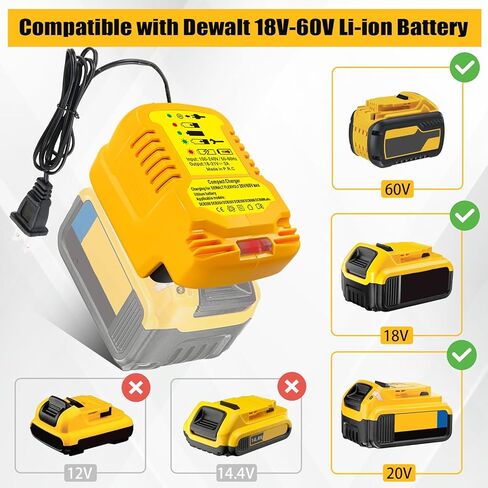 شاحن EID صغير مناسب لبطارية DEWALT 20V 18V MAX لاستبدال بطارية DCB115 لسلسلة XR 18V/20V/60V DCB206 DCB230 DCB240 DCB612 DCB609 DCB606 (ليس لـ 12 فولت) in Kuwait