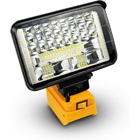 مصباح عمل LED لاسلكي محمول لبطارية ديوالت 20 فولت، 27 وات 2850 لومن الأضواء الكاشفة في الهواء الطلق، مع منفذي شحن USB لورشة العمل، والطوارئ، والمرآب، وصيد الأسماك، والتخييم، وأضواء العمل تحت الخطاف