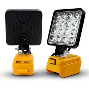 Portable Cordless LED Work Light for Dewalt 20v Battery, 27W 2850Lumens Flood Lights Outdoor, With two USB charging ports for workshop, emergency, garage, fishing, camping, under hook work lights