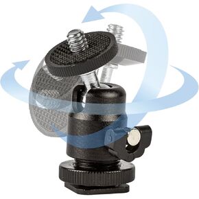 Ultimaxx 360° Monitor Flash Bracket Swivel Ball Head Hot Shoe Mount Adapter for All DSLR Cameras & Other Camera Devices