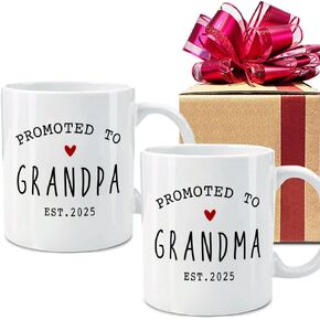 Dnuiyses Promoted to Grandparents Est 2025 Coffee Mugs Set, Pregnancy Announcement, Surprise Publicity Mug Gifts, Pregnancy Reveal, New Baby Announcement, Baby Reveal, New Grandma Gift-46