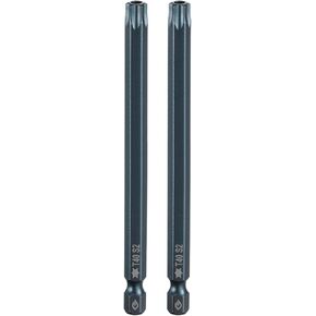 HARFINGTON 2pcs T25 Torx Screwdriver Bit 1/4" Hex Shank 4" Long S2 Steel Magnetic 6 Point Screw Driver Bits Industrial Grade Tamper Proof Star Drill Bits with Hole Torx Head