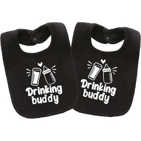 Baby Twins Bibs Drinking Buddy Newborn Baby Bibs Cute Unisex Bibs Set Toddler Baby Boy Girl Bibs