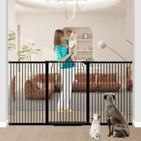 40.5" Extra Tall Cat Pet Gate 32.6-40.9" Wide Pressure Mounted Tall Pet Gate Easy Walk-Through Auto-Close Safety Baby Gate for Cats and Dogs for Indoor Stairs, Doorways, and Kitchen