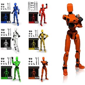 wiky watch (6pcs) T13 Action Figure Set - Fully Poseable 13.7 cm Titan 13 Robot - 3D Printed Multi-Jointed Stick Bot Figures - High Detail Collectible Toys - 6 Colors