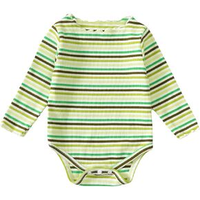 Lefyira Striped Bubble Romper Baby Boy Girl Ribbed Knit Sweater Bodysuit Long Sleeve Fall Jumpsuit Infant Winter Clothes