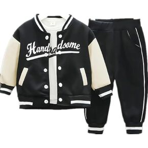 Autumn long sleeved jacket three piece set, baby spring outfit, trendy baseball suit set, children's clothing