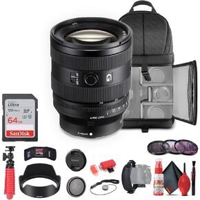 Sony FE 20-70mm f/4 G Lens E (SEL2070G) + 64GB Memory Card + Filter Kit + Backpack + Flexible Tripod + Cap Keeper + Cleaning Kit + Memory Card Wallet + Card Reader + Hand Grip Strap (Renewed)
