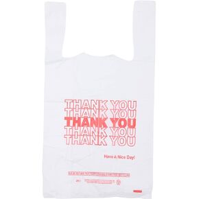 1/8 Size .51 Mil White Thank You Plastic T-Shirt Bag - 1000/Case