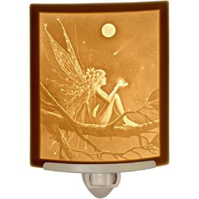 Fairy Night Light Porcelain Lithophane - Catch a Falling Star, Art by David Delamare, Made Decorative Wall Plug in for Nursery, Bedroom, Kitchen, Bath, Hallway in Saudi Arabia