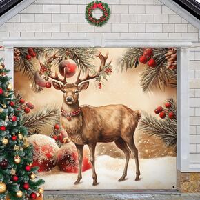 Christmas Garage Door Banner 7 x 8ft outdoor Christmas Decoration holiday garage door covers wall Backdrop Decoration Indoor Outdoor for Christmas Holiday Party Supplies(Snowman)