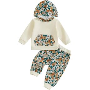 Douhoow Baby Girl Clothes Baby Girl Hoodies Baby Sweatshirt Tops Floral Pants Infant Girl Festival Fall Winter Outfits