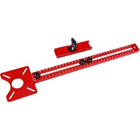 4 in 1 Router Milling Groove Bracket, Multifunctional Cabinet Hardware Jig,Router Milling Groove Bracket Adjustable Router Circle Cutting Guide for Woodworking(Red)