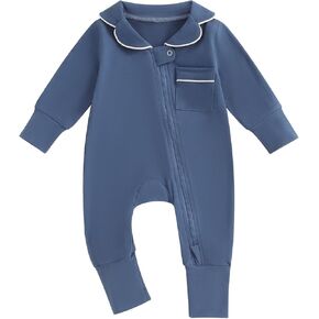 Newborn Baby Clothes Boy Girl Zipper Jumpsuit Infant Long Sleeve Romper Outfit