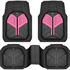 CAR PASS Heavy Duty Rubber Car Mats, Deep-Dish Odorless Car Floor Mats All Weather, Universal Trim-to-Fit for SUVs Trucks Sedans, Waterproof Anti-Slip, 3 Pieces V12 Black